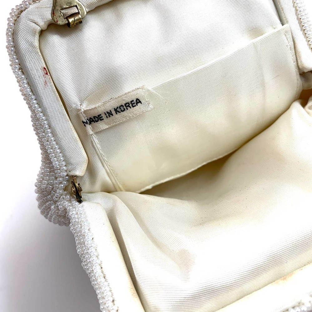 ❌SOLD❌ Vintage KOREAN white glass beaded mini bag - Picture 10 of 13